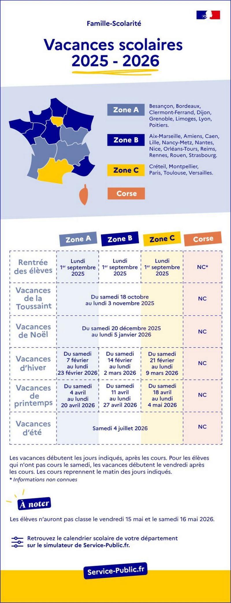 vacances scolaires 2025 2026